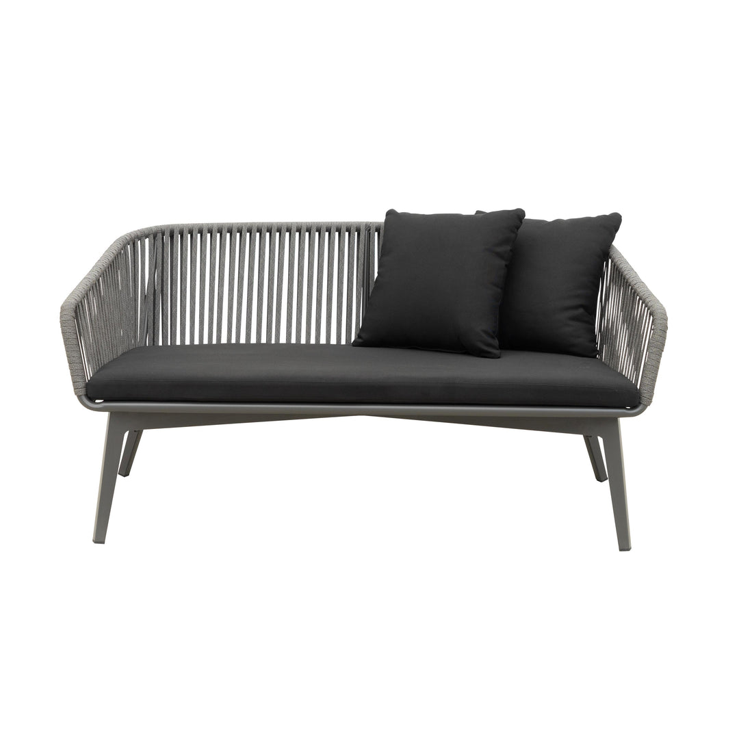 Roxy Outdoor Garden Balcony Sofa Set 2 Seater, 2 Single seater and 1 Center Table Set, Braid & Rope (Dark Grey)