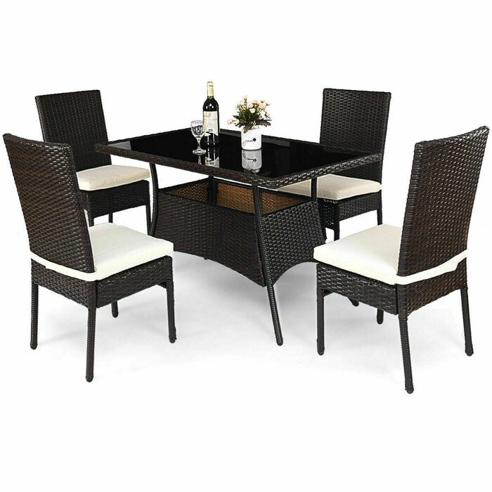Dreamline Outdoor Garden Patio Dining Set 4 Chairs and 1 Table Set Outdoor Furniture