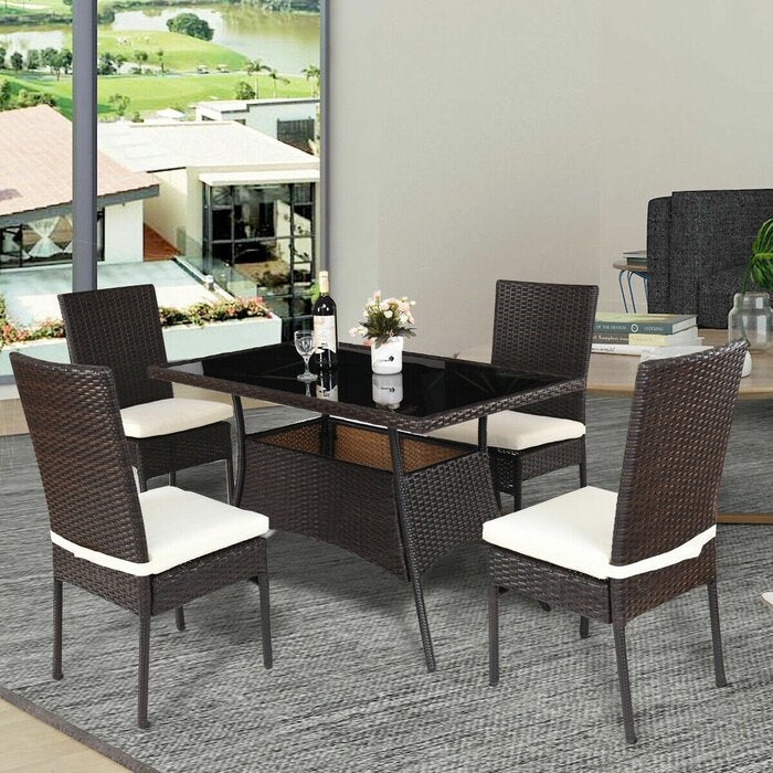 Dreamline Outdoor Garden Patio Dining Set 4 Chairs and 1 Table Set Outdoor Furniture