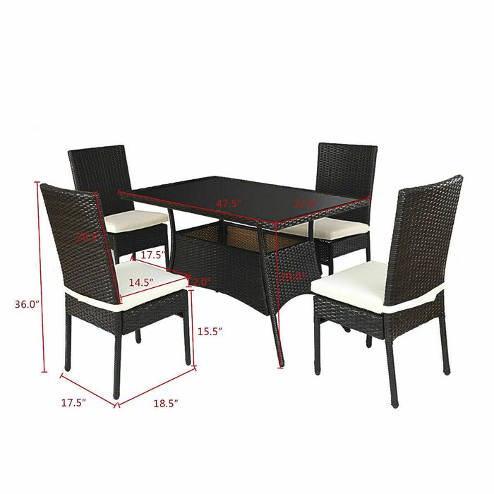 Dreamline Outdoor Garden Patio Dining Set 4 Chairs and 1 Table Set Outdoor Furniture