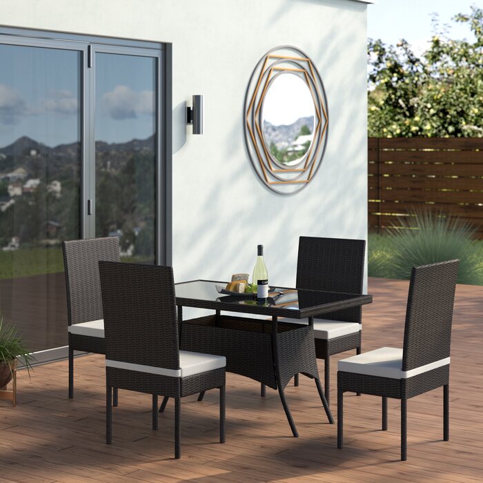 Dreamline Outdoor Garden Patio Dining Set 4 Chairs and 1 Table Set Outdoor Furniture