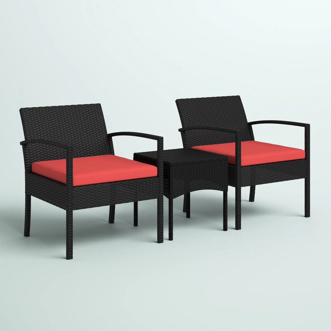Pronto Outdoor Patio Seating Set 2 Chairs and 1 Table Set (Brown + Red)