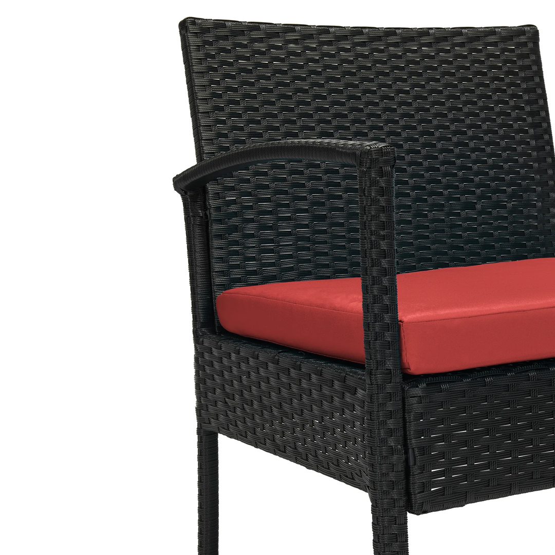 Pronto Outdoor Patio Seating Set 2 Chairs and 1 Table Set (Brown + Red)