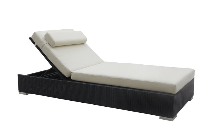 Looks Outdoor Swimming Poolside Lounger With  1 Side Table (Black + Grey)