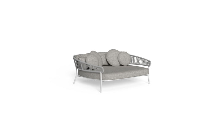 Woonder Outdoor Poolside Sunbed With Cushion Daybed (Grey) Braided & Rope