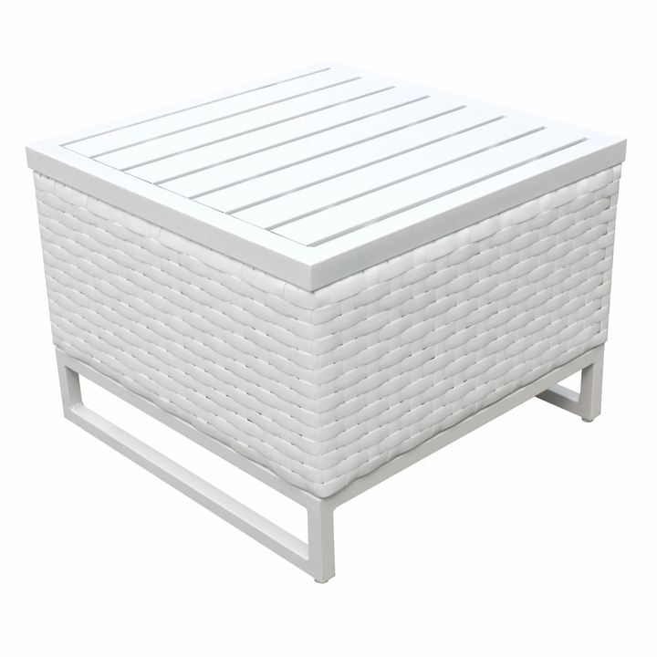 Angerona Outdoor Sofa Set 7 Seater, 2 Single seater and 1 Center Table, 1 Side Table With 2 Ottoman Set (White)