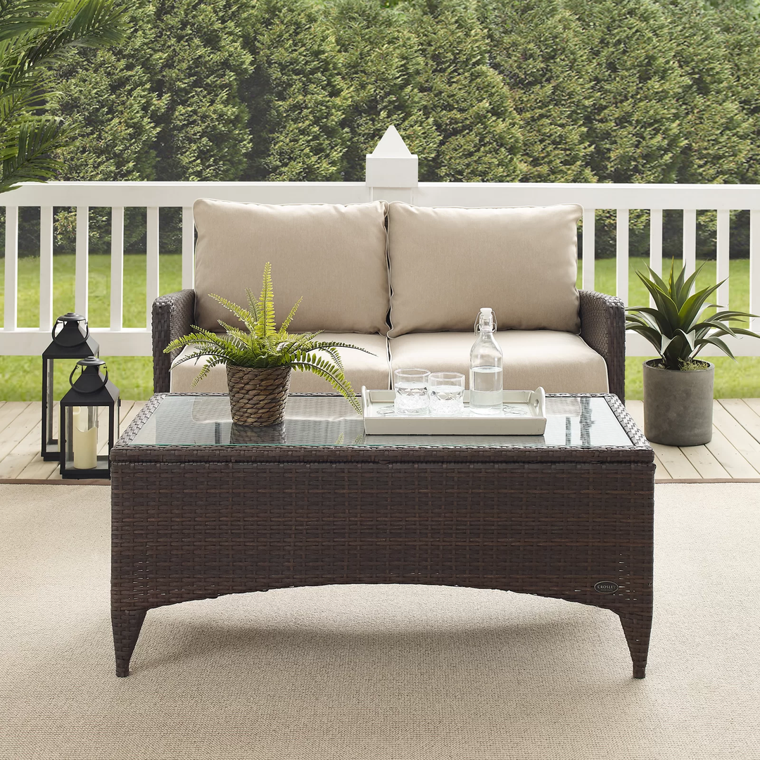 Angelo Outdoor 2 seater Sofa and 1 Center Table (Brown + Beige)