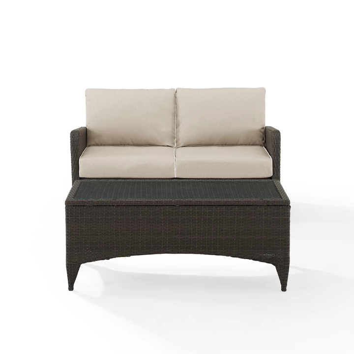 Angelo Outdoor 2 Seater Sofa and 1 Center Table (Brown)