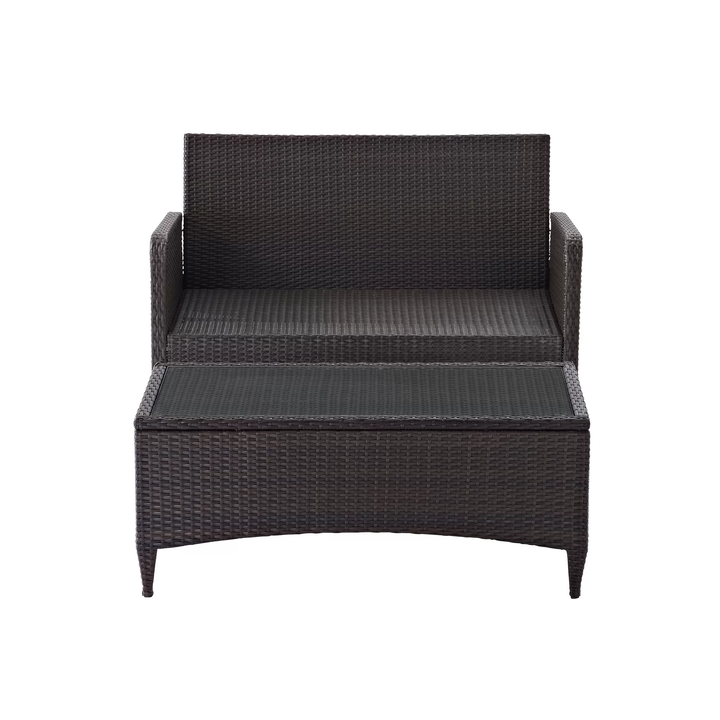 Angelo Outdoor 2 Seater Sofa and 1 Center Table (Brown)