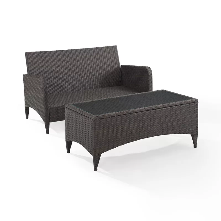 Angelo Outdoor 2 Seater Sofa and 1 Center Table (Brown)