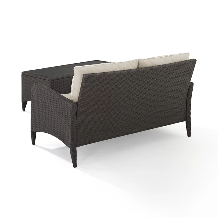 Angelo Outdoor 2 Seater Sofa and 1 Center Table (Brown)
