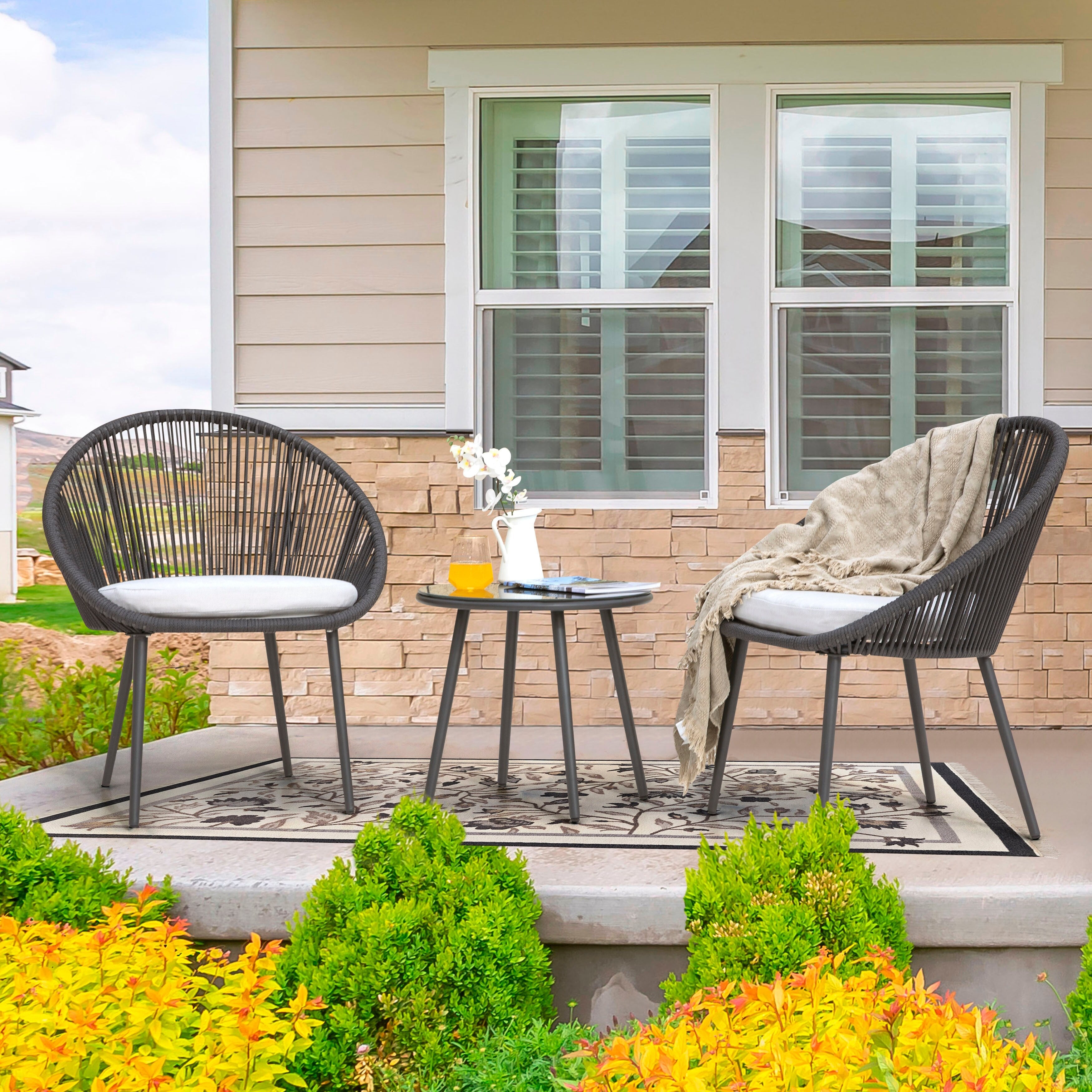 Patio table and store two chairs