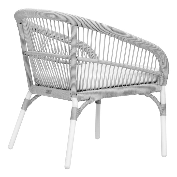 Scry Outdoor Patio Seating Set 2 Chairs and 1 Table Set (Silver + White) Braided & Rope