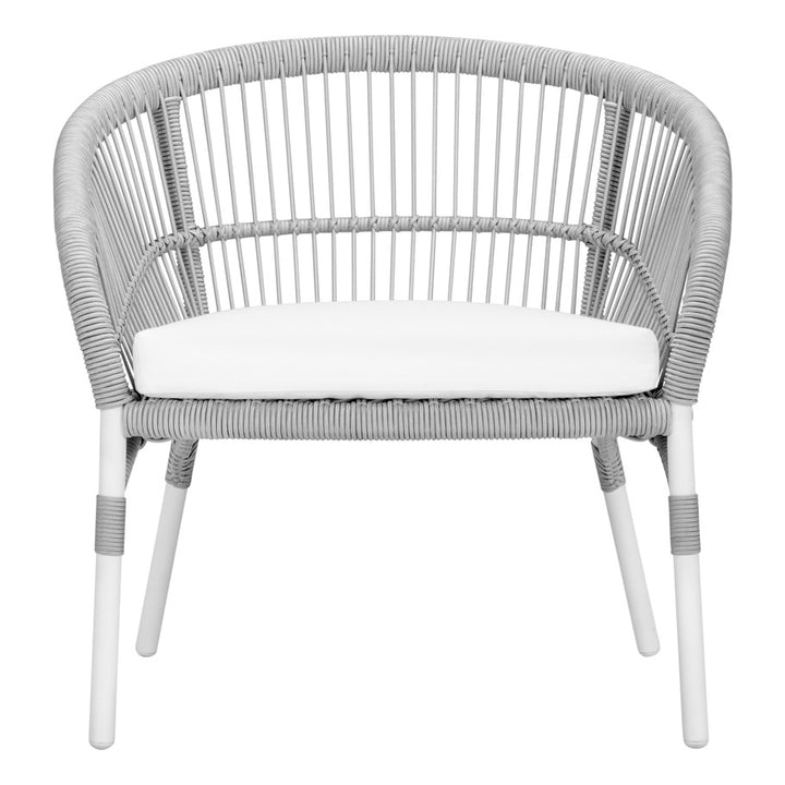 Scry Outdoor Patio Seating Set 2 Chairs and 1 Table Set (Silver + White) Braided & Rope