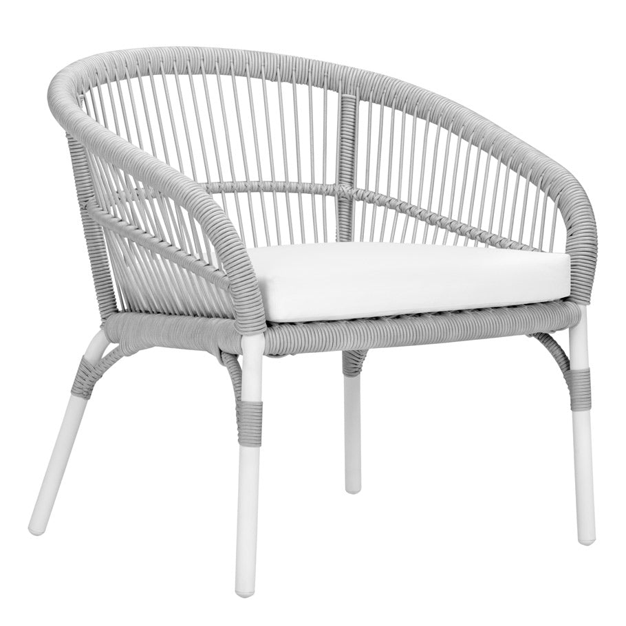 Scry Outdoor Patio Seating Set 2 Chairs and 1 Table Set (Silver + White) Braided & Rope