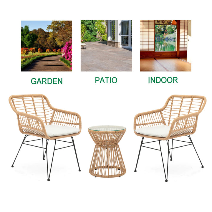 Allure Outdoor Patio Seating Set 2 Chairs and 1 Table Set (Honey)