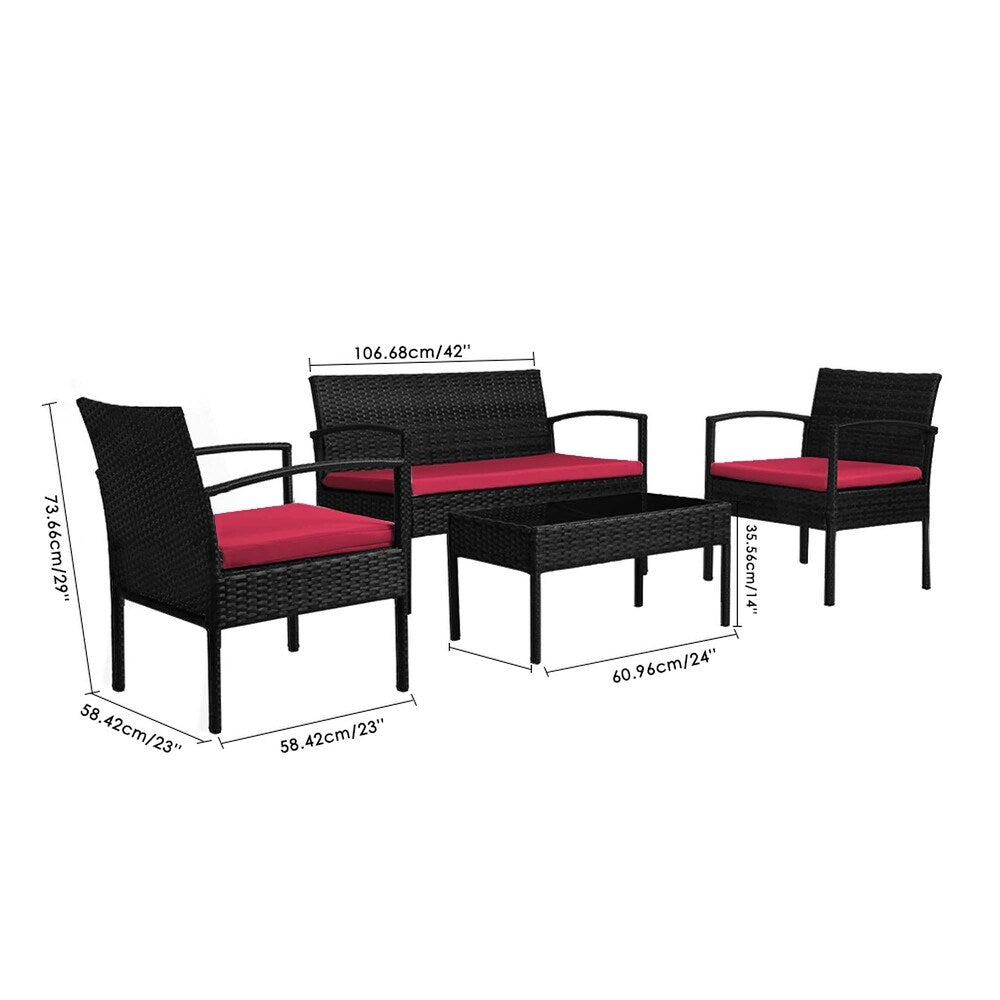 Aver Outdoor Sofa Set 2 Seater , 2 Single seater and 1 Center Table Set (Black)