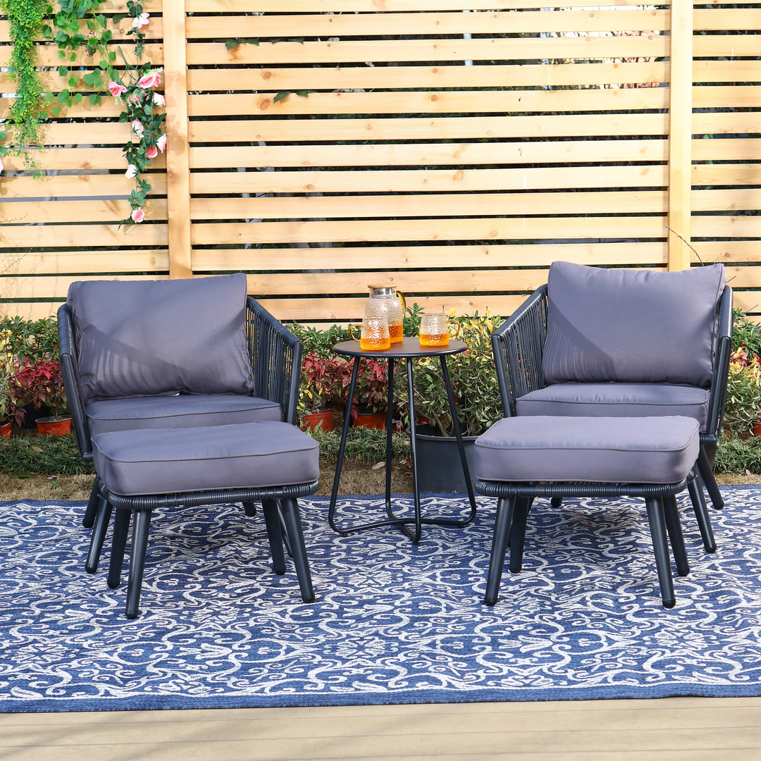 Culb Outdoor Patio Seating Set 2 Chairs and 1 Table Set (Black)