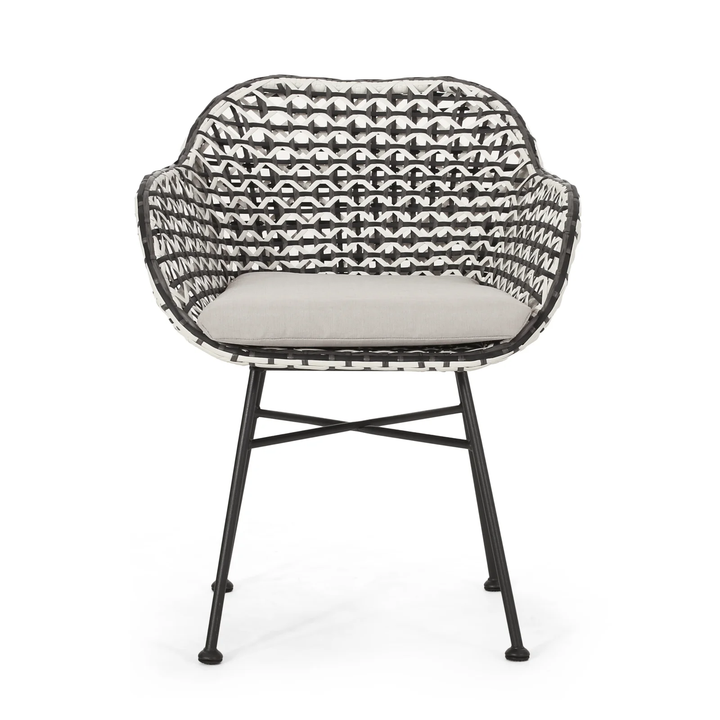 Freddie Outdoor Patio Seating Set 2 Chairs and 1 Table Set (White + Black)