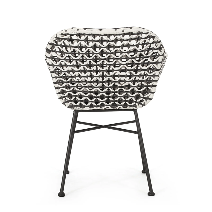 Freddie Outdoor Patio Seating Set 2 Chairs and 1 Table Set (White + Black)