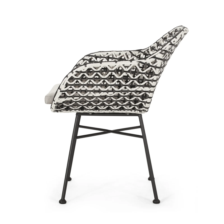 Freddie Outdoor Patio Seating Set 2 Chairs and 1 Table Set (White + Black)