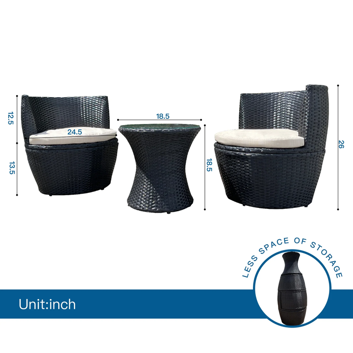 Slong Outdoor Patio Seating Set 2 Chairs and 1 Table Set