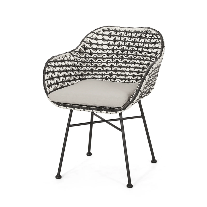 Freddie Outdoor Patio Seating Set 2 Chairs and 1 Table Set (White + Black)