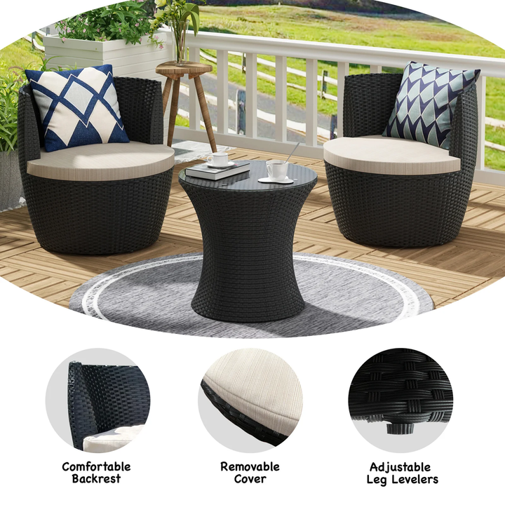 Slong Outdoor Patio Seating Set 2 Chairs and 1 Table Set