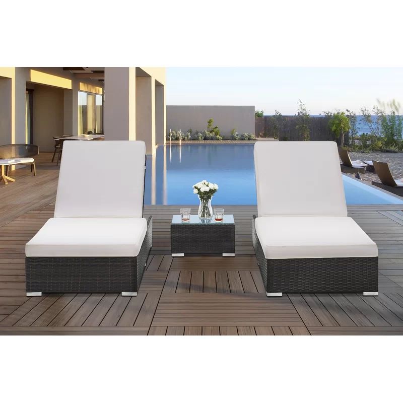 Brezzy Outdoor Swimming Poolside Lounger Set of 2 (Dark Brown)