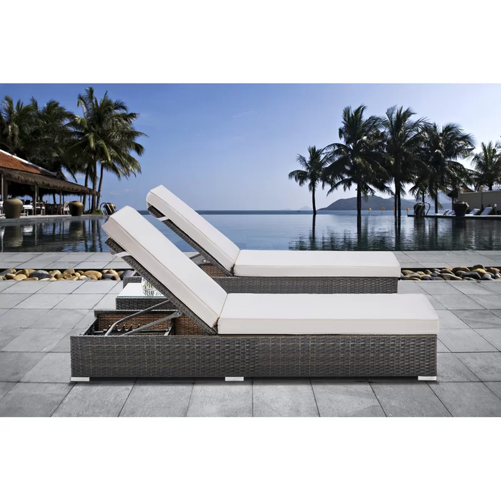 Brezzy Outdoor Swimming Poolside Lounger Set of 2 (Dark Brown)