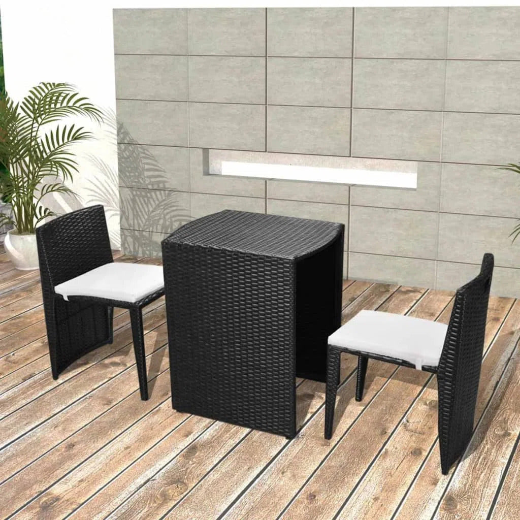 Wisp Outdoor Patio Seating Set 2 Chairs and 1 Table Set (Black)