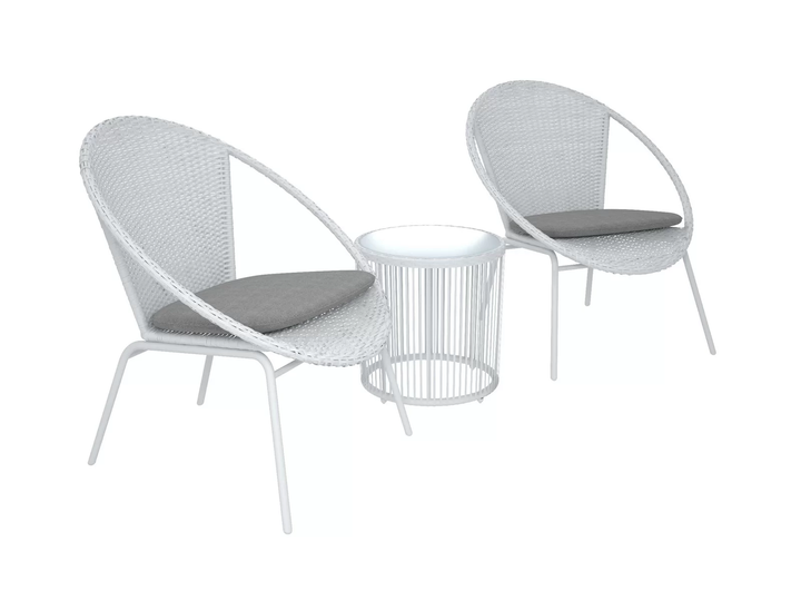 Loving Outdoor Patio Seating Set 2 Chairs and 1 Table Set (White)
