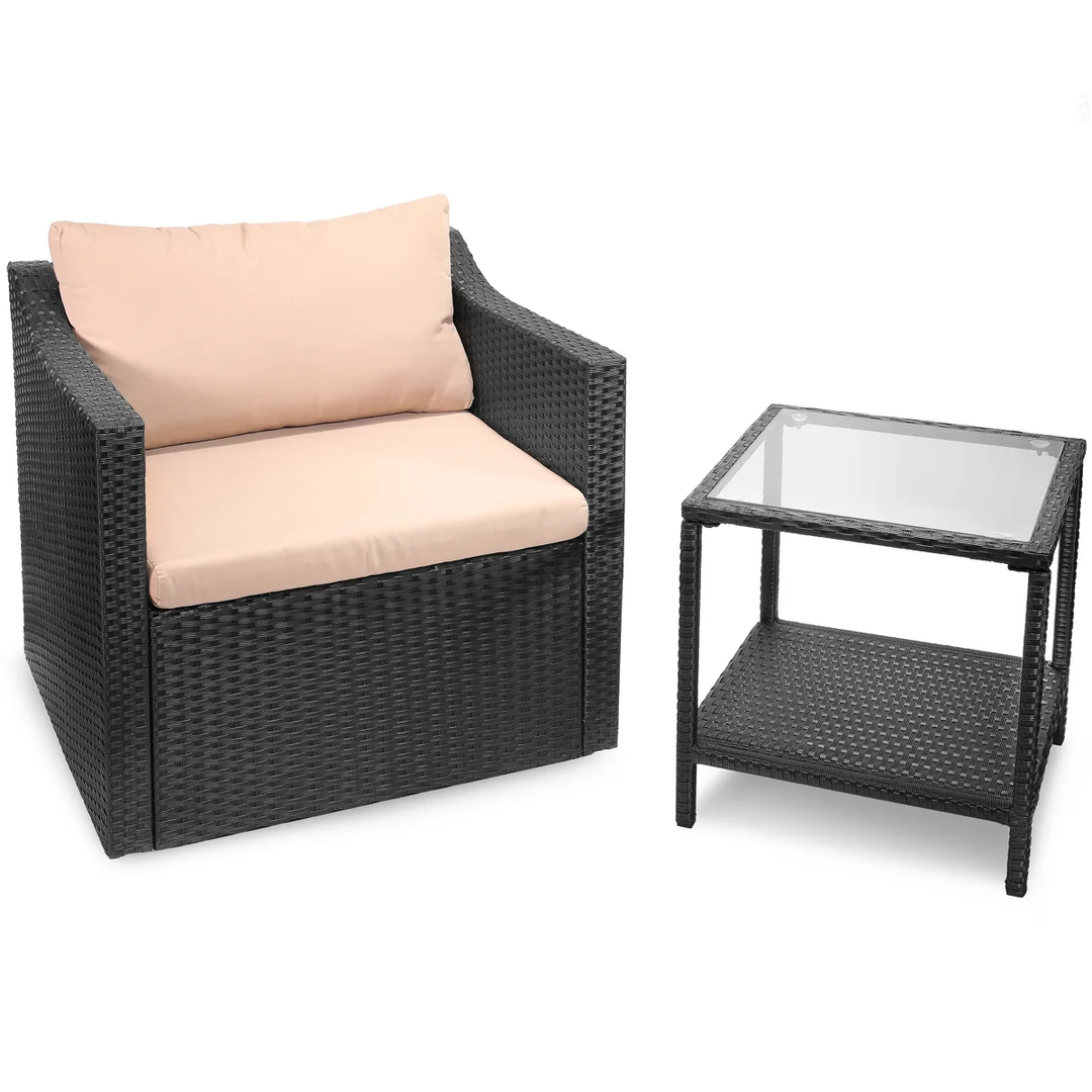 Blox Outdoor Patio Seating Set 2 Chairs and 1 Table Set (Black)