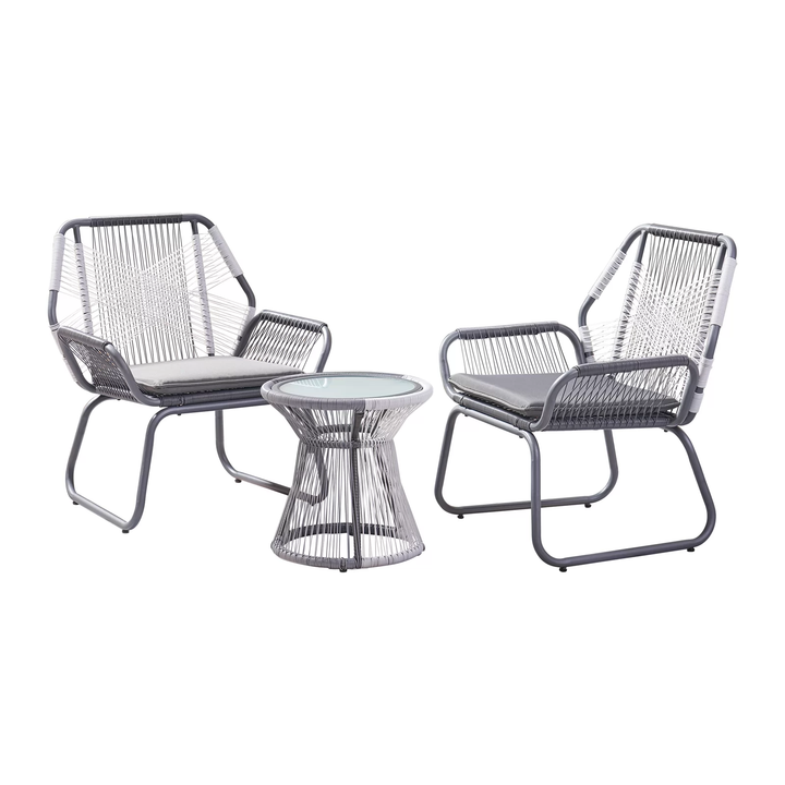Crimson Outdoor Patio Seating Set 2 Chairs and 1 Table Set (White + Dark Grey)