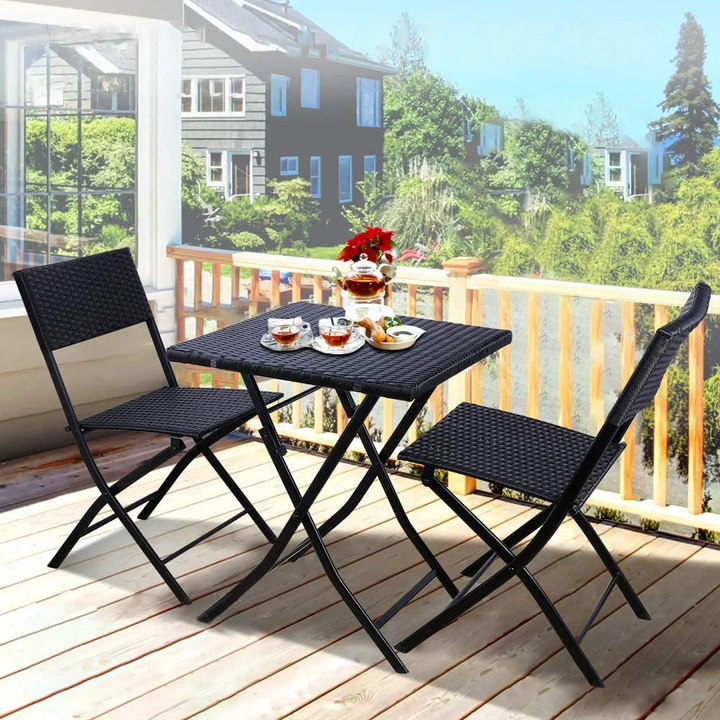 Lona Outdoor Patio Seating Set 2 Chairs and 1 Table Set (Black)