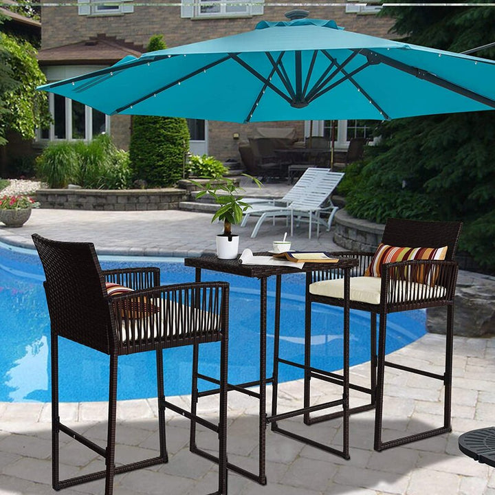 Dreamline Outdoor Bar Sets Garden Patio Bar Sets 1+2 2 Chairs and Table Set Balcony Bar Table Set (Brown)