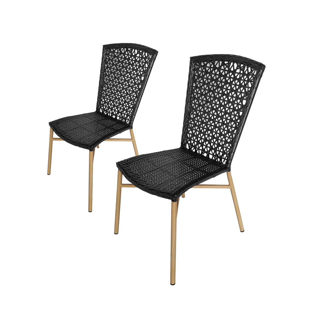 Rene Outdoor Patio Seating Set 2 Chairs and 1 Table Set (Black)