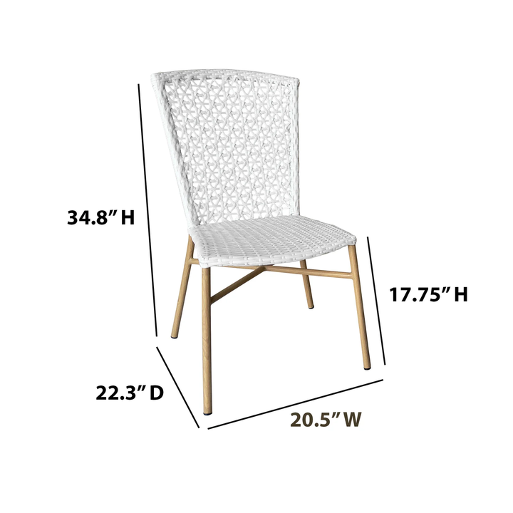 Veda Outdoor Patio Seating Set 2 Chairs and 1 Table Set (White + Gold)