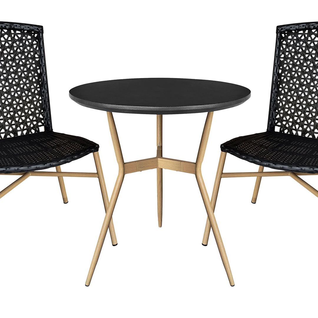 Rene Outdoor Patio Seating Set 2 Chairs and 1 Table Set (Black)