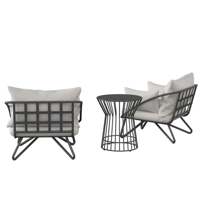 Yug Outdoor Patio Seating Set 2 Chairs and 1 Table Set (Grey)