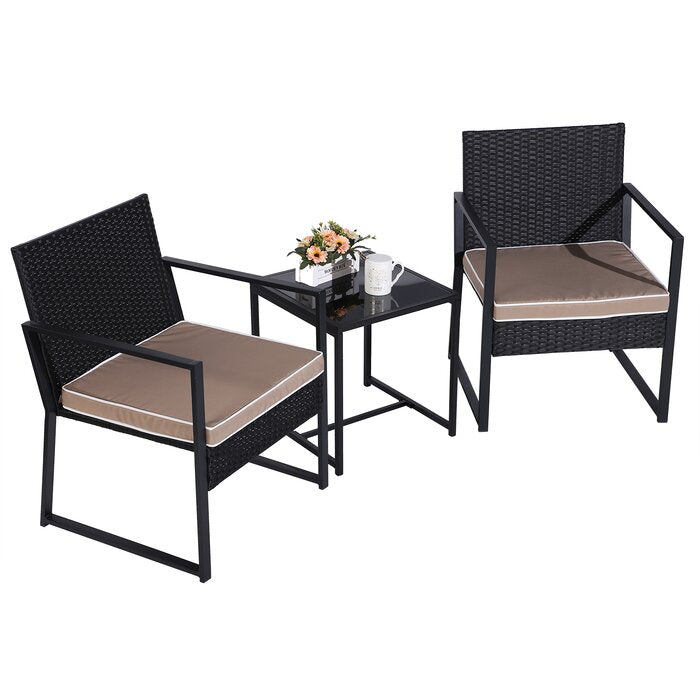 Dreamline Outdoor Furniture Garden Patio Seating Set 1+2 2 Chairs and Table Set Balcony Furniture Coffee Table Set