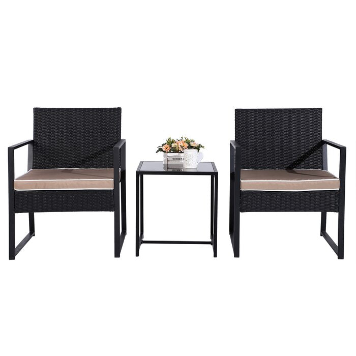 Dreamline Outdoor Furniture Garden Patio Seating Set 1+2 2 Chairs and Table Set Balcony Furniture Coffee Table Set
