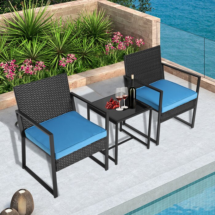 Dreamline Outdoor Furniture Garden Patio Seating Set 1+2 2 Chairs and Table Set Balcony Furniture Coffee Table Set