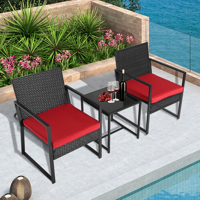Dreamline Outdoor Furniture Garden Patio Seating Set 1+2 2 Chairs and Table Set Balcony Furniture Coffee Table Set