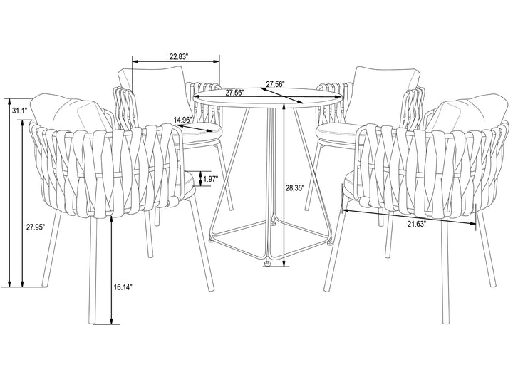 Stack Outdoor Patio Seating Set 4 Chairs and 1 Table Set Braided & Rope