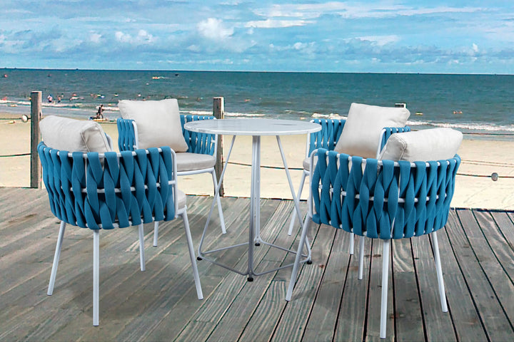 Stack Outdoor Patio Seating Set 4 Chairs and 1 Table Set Braided & Rope