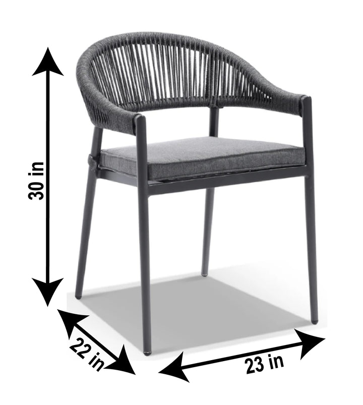 Maven Outdoor Patio Seating Set 4 Chairs and 1 Table Set Braided & Rope