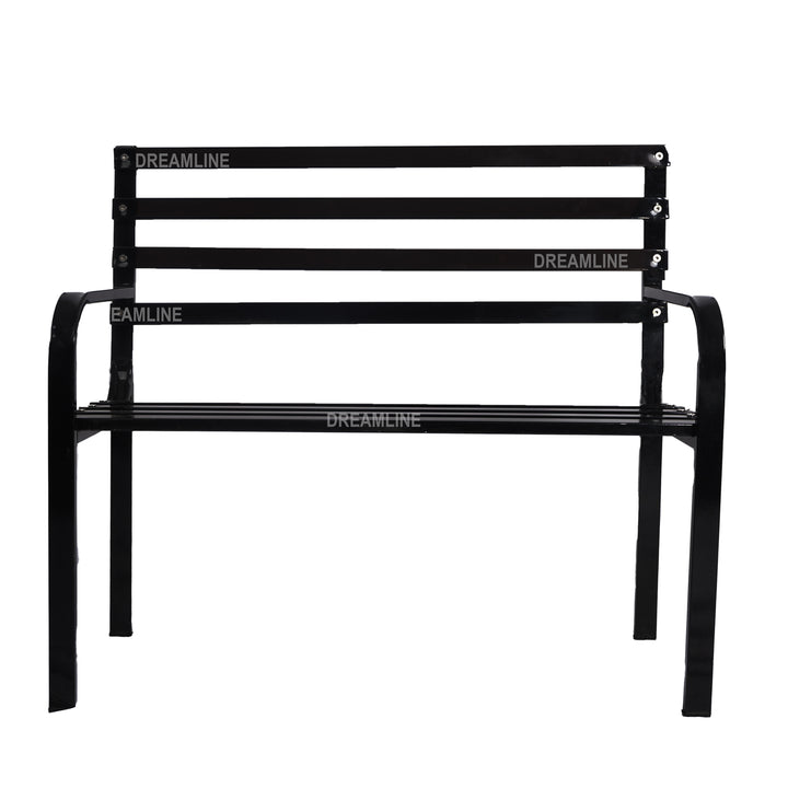 Carrillo Metal 2 Seater and 1 Table Garden Bench for Outdoor Park - (Black)