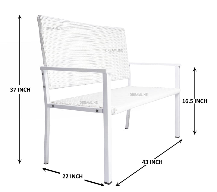 Bolton Wicker 2 Seater Garden Bench for Indoor & Outdoor Park - (White)