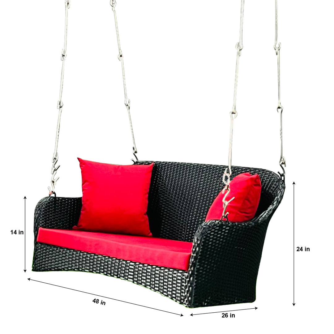 Mcdaniel Double Seater Hanging Swing Without Stand For Balcony , Garden Swing (Black + Red)